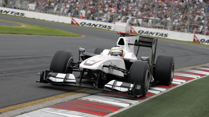 Formula One Car on Track — White, Dynamic, Afternoon, Photograph, Driver, Crowd