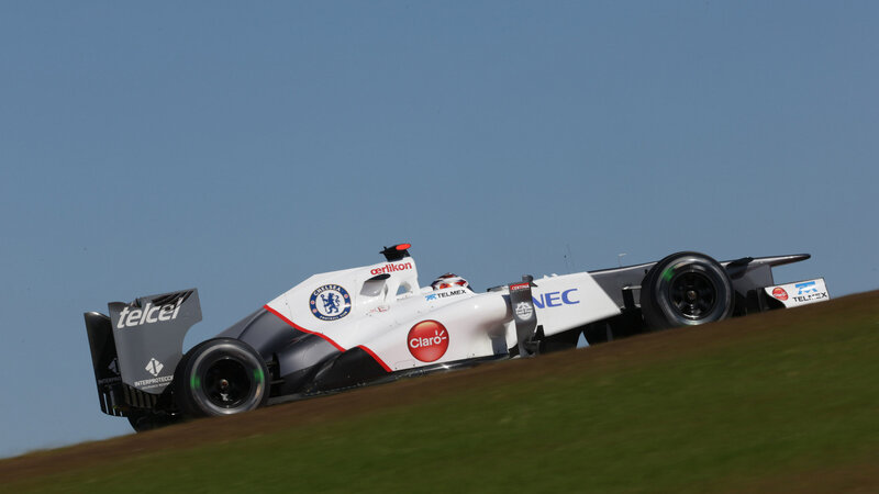 Formula One Car on Track — White, Dynamic, Afternoon, Photograph, Driver, Grass, Sky