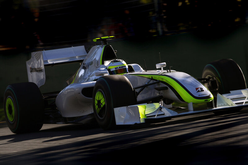 Formula One Car on Track — White, Dynamic, Afternoon, Photograph, Driver, Race Car, Green