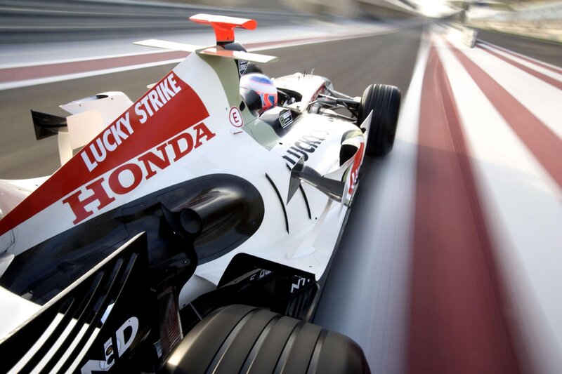 Formula One Car on Track — White, Dynamic, Afternoon, Photograph, Driver, Race Track, Tire
