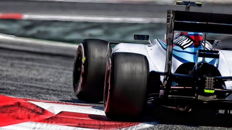 Formula One Car on Track — White, Dynamic, Afternoon, Photograph, Race Car, Tire