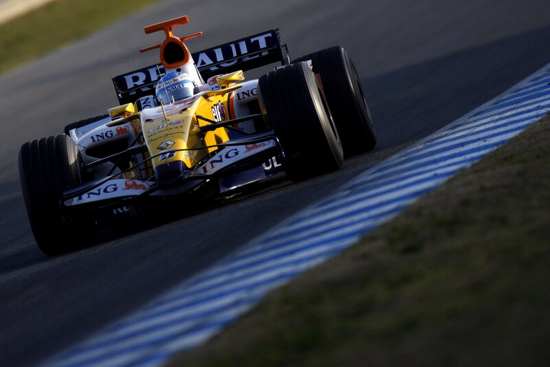 Formula One Car on Track — Yellow, Dynamic, Afternoon, Photograph, Racing Car