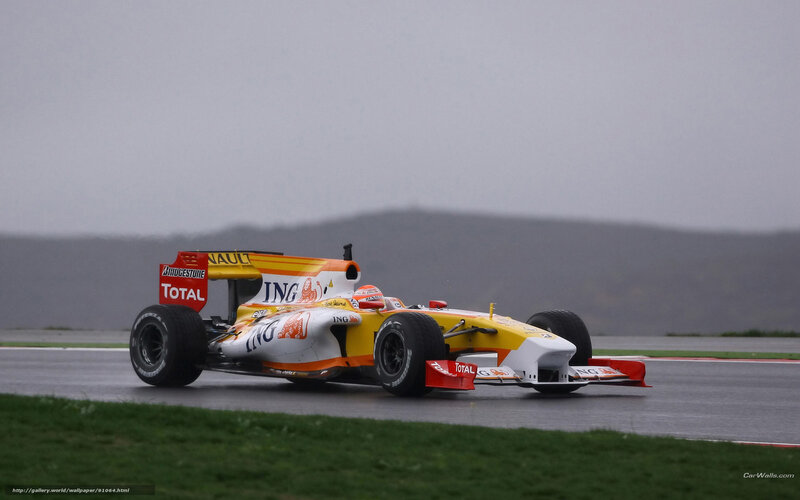 Formula One Car on Track — Yellow, Overcast