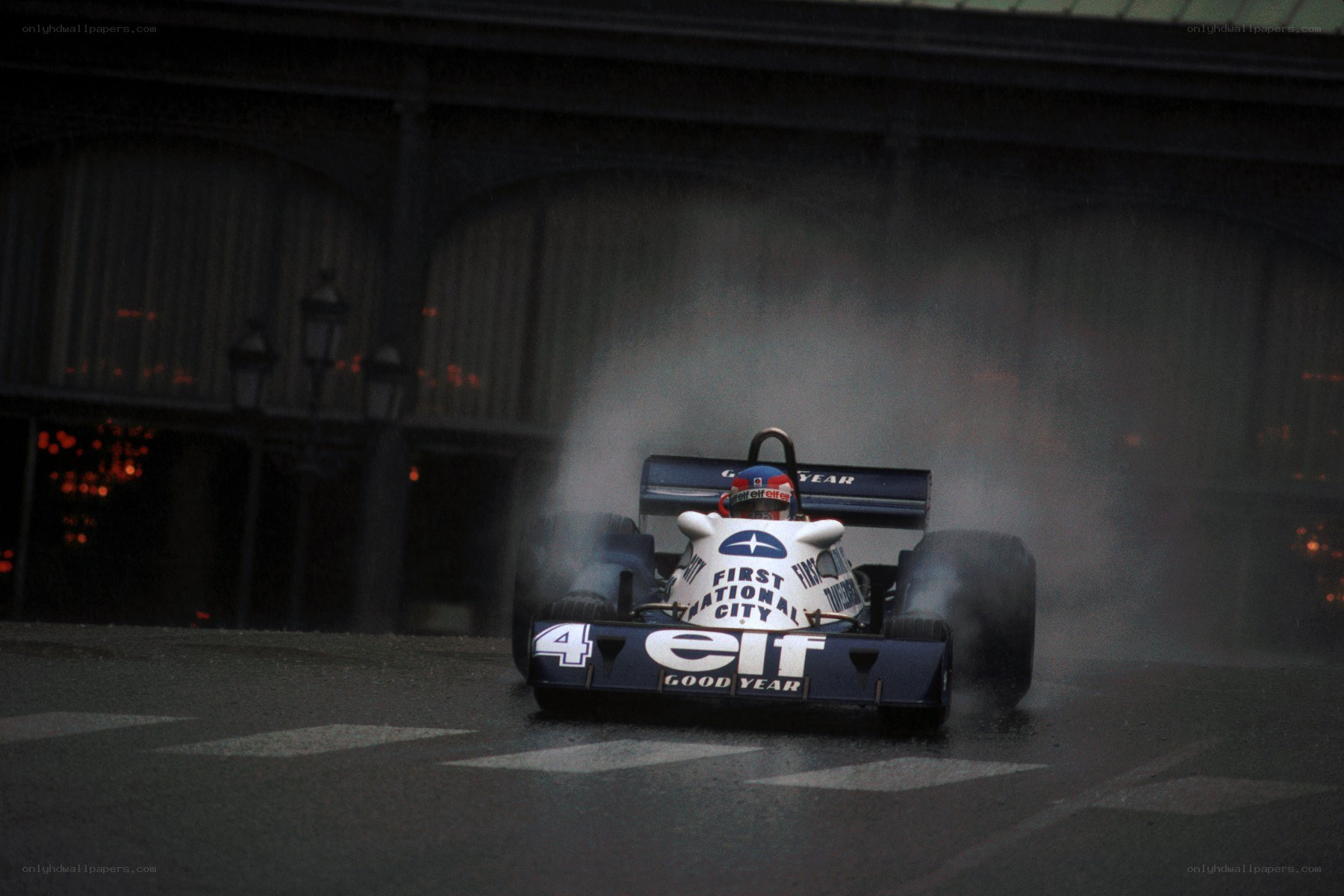 Formula One car on wet track