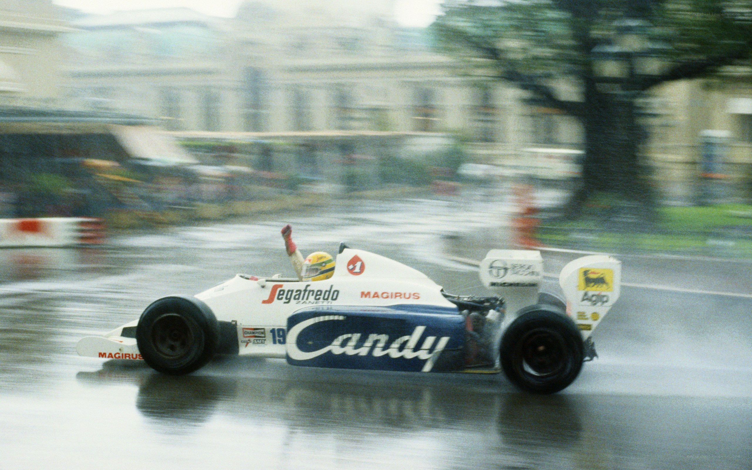 Formula One car on wet track