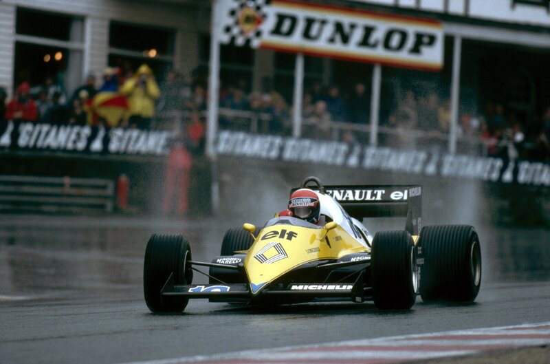 Formula One car on wet track
