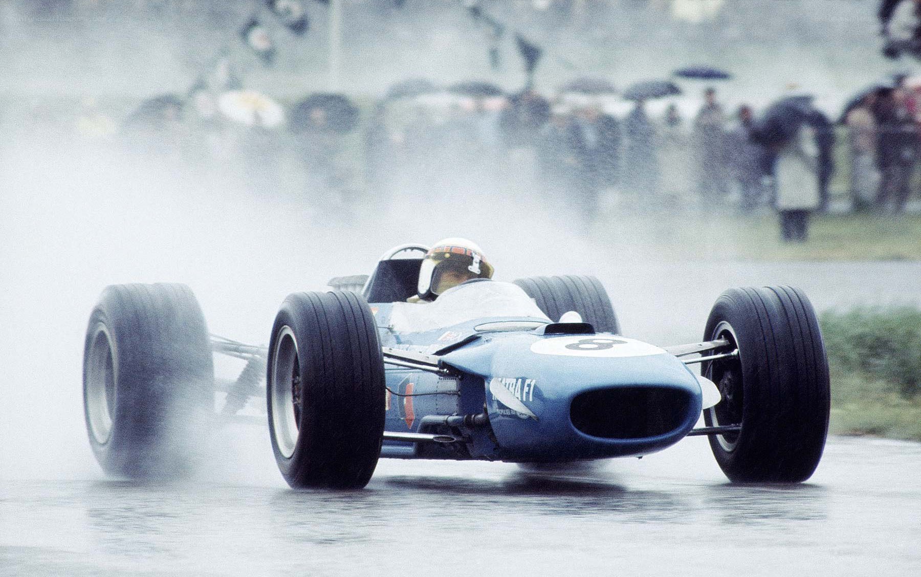 Formula One car on wet track