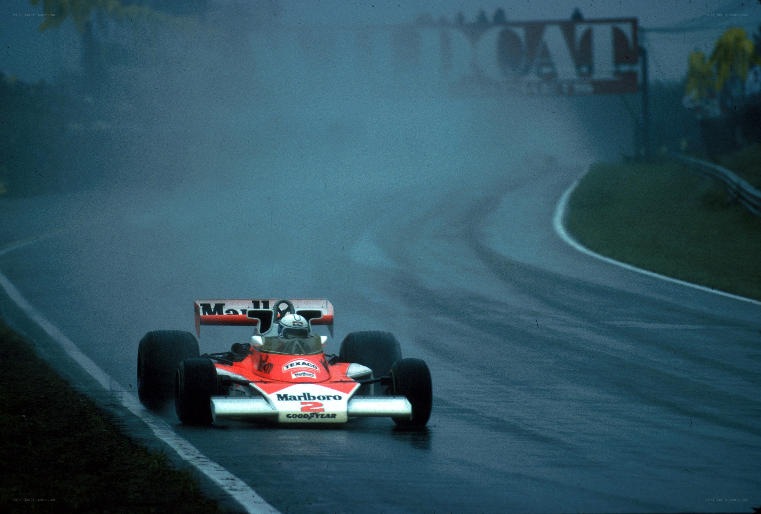 Formula One car on wet track
