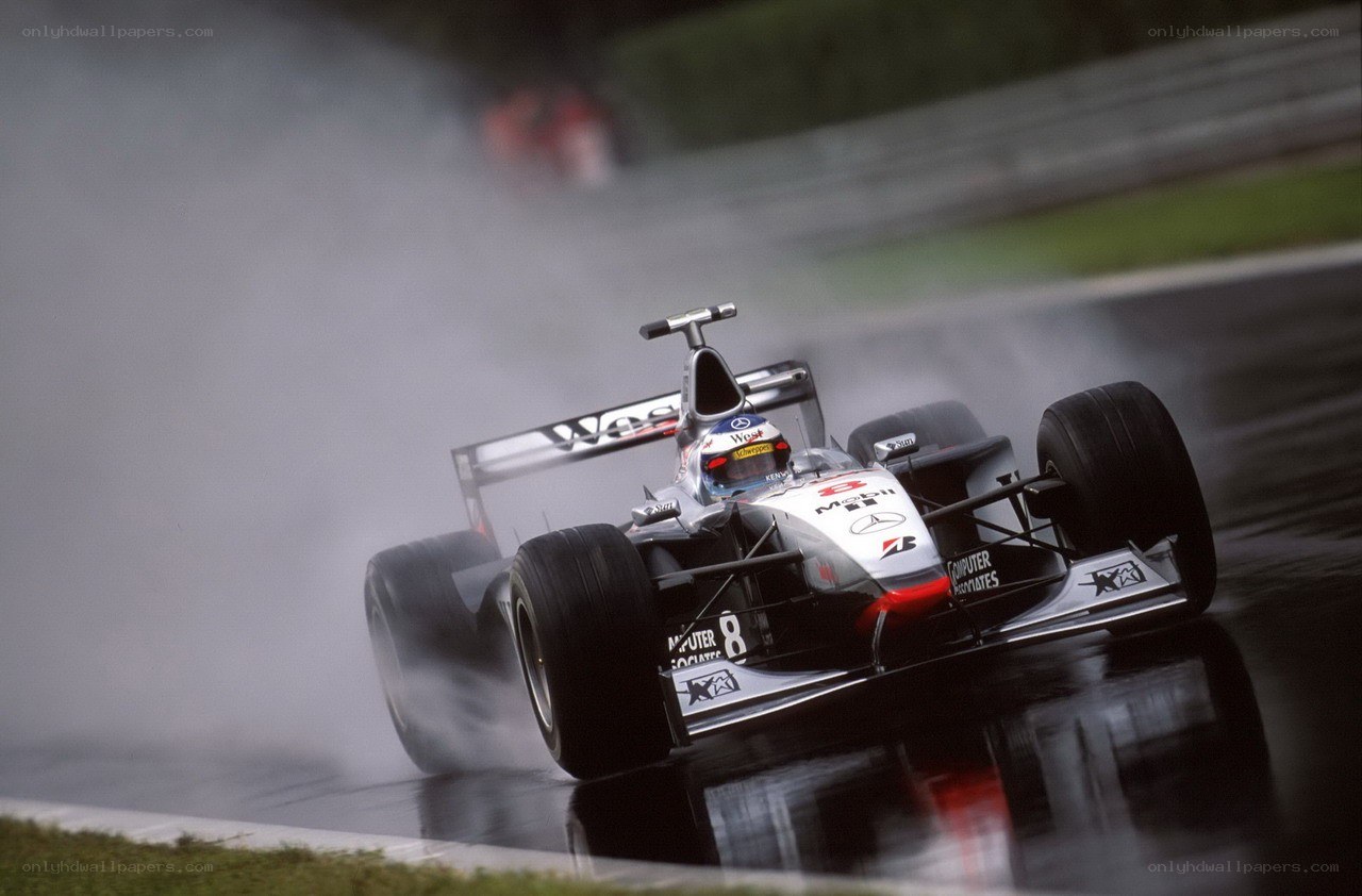 Formula One car on wet track