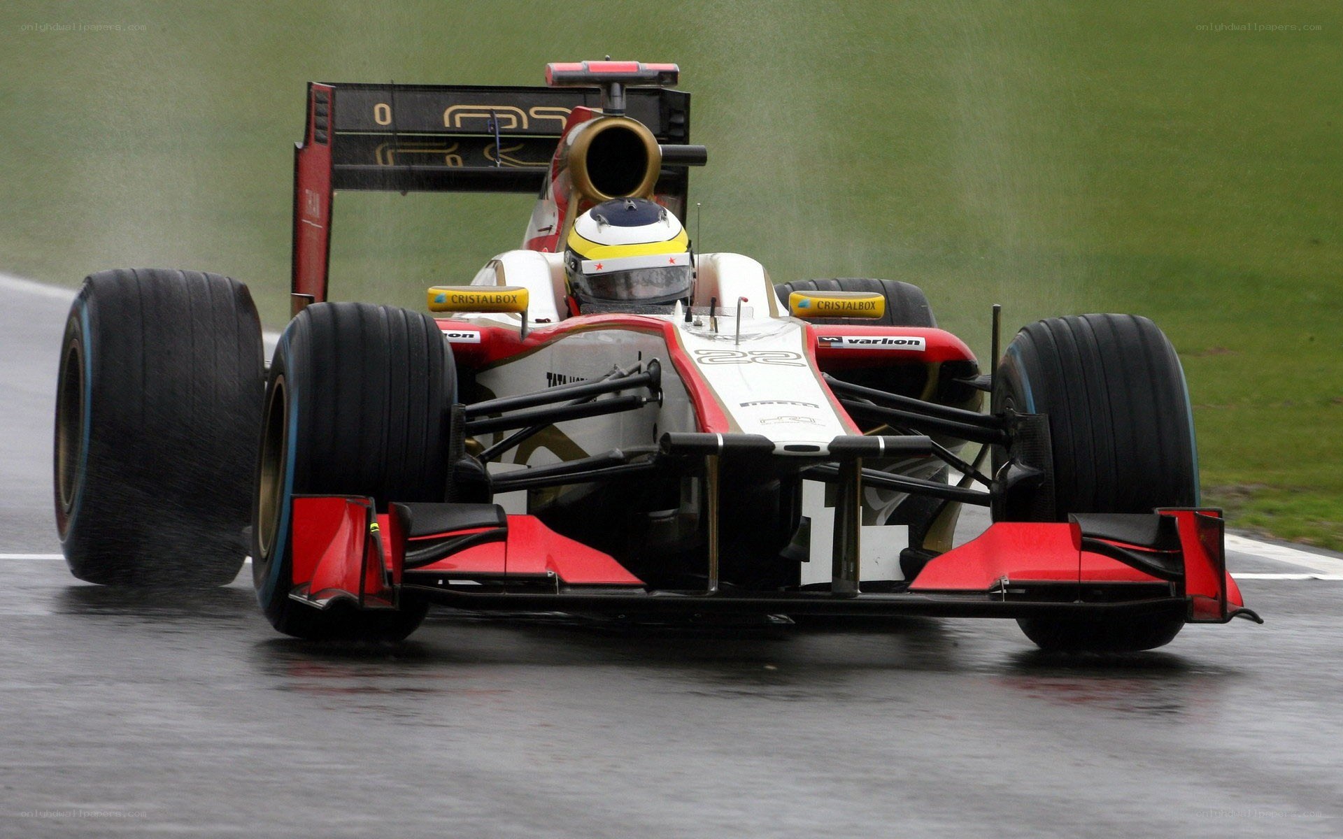Formula One car on wet track
