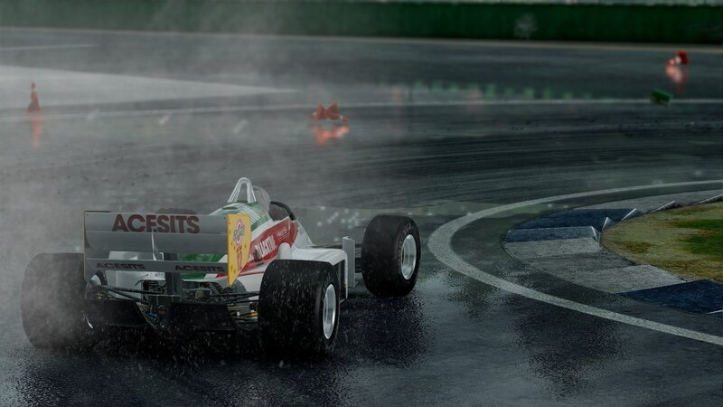 Formula One car on wet track