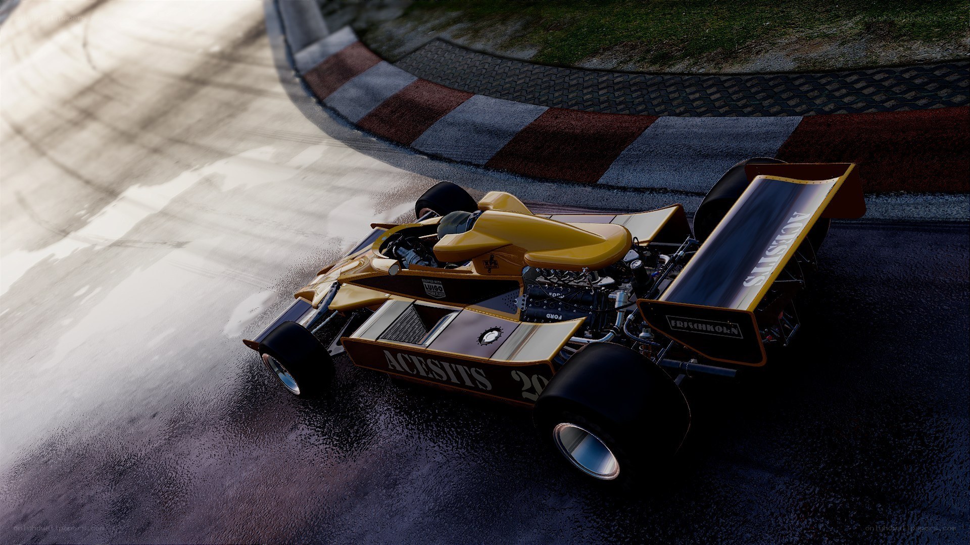 Formula One car on wet track