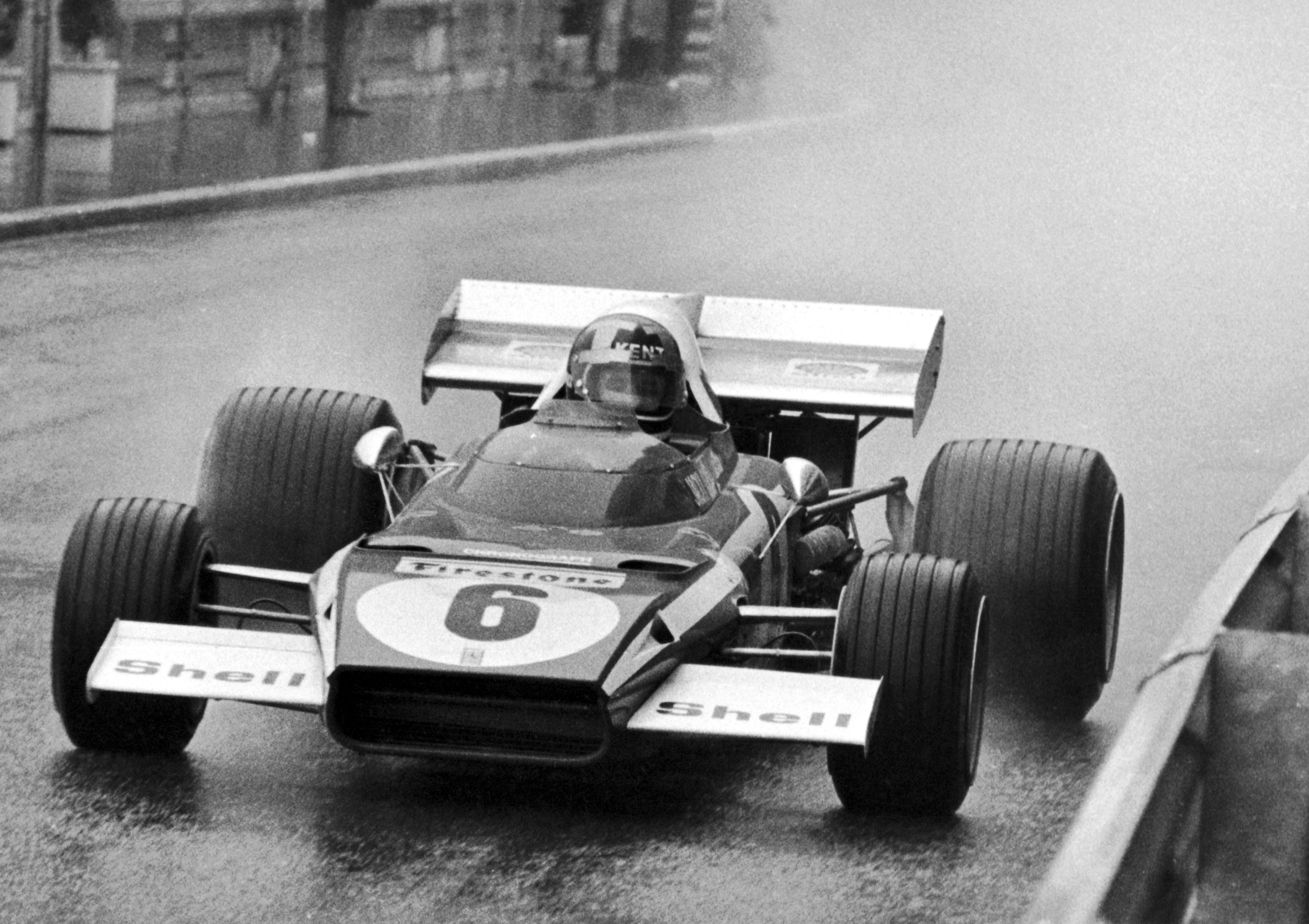 Formula One car on wet track