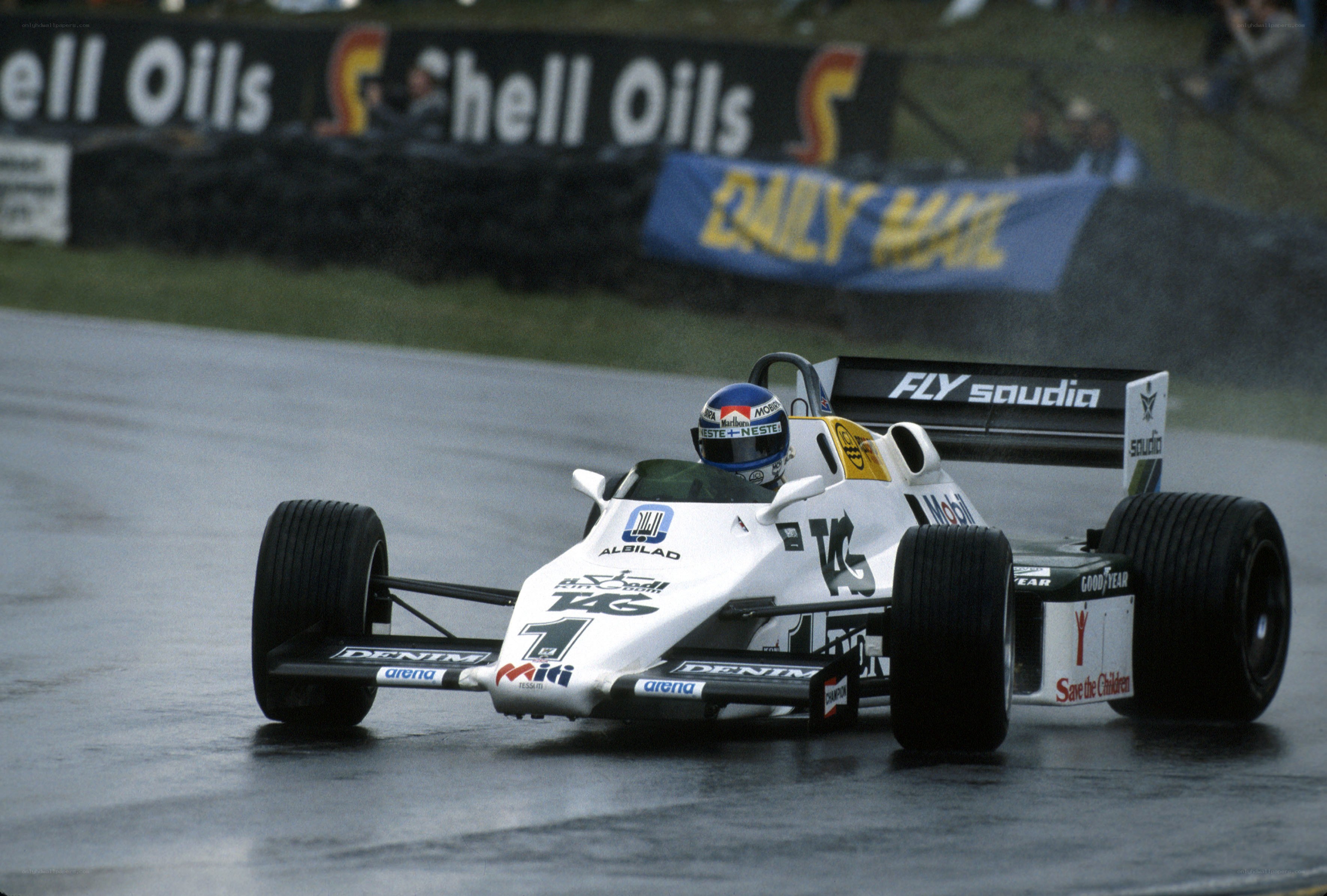 Formula One car on wet track