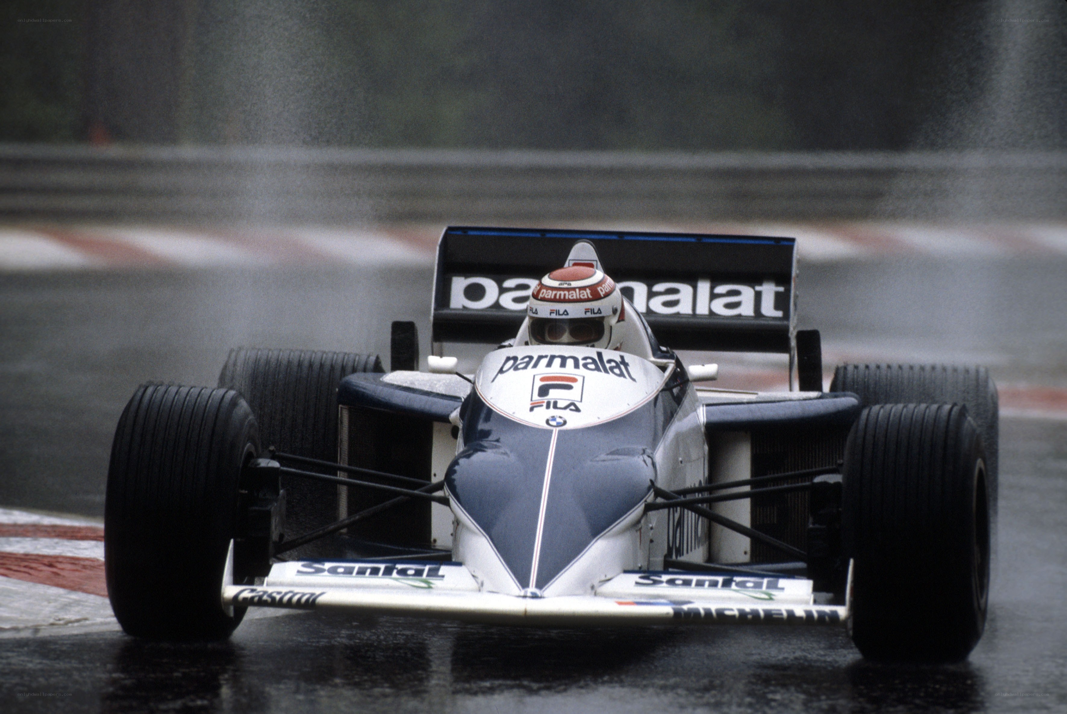 Formula One car on wet track