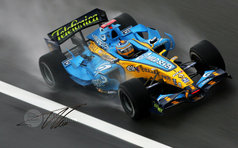 Formula One car on wet track