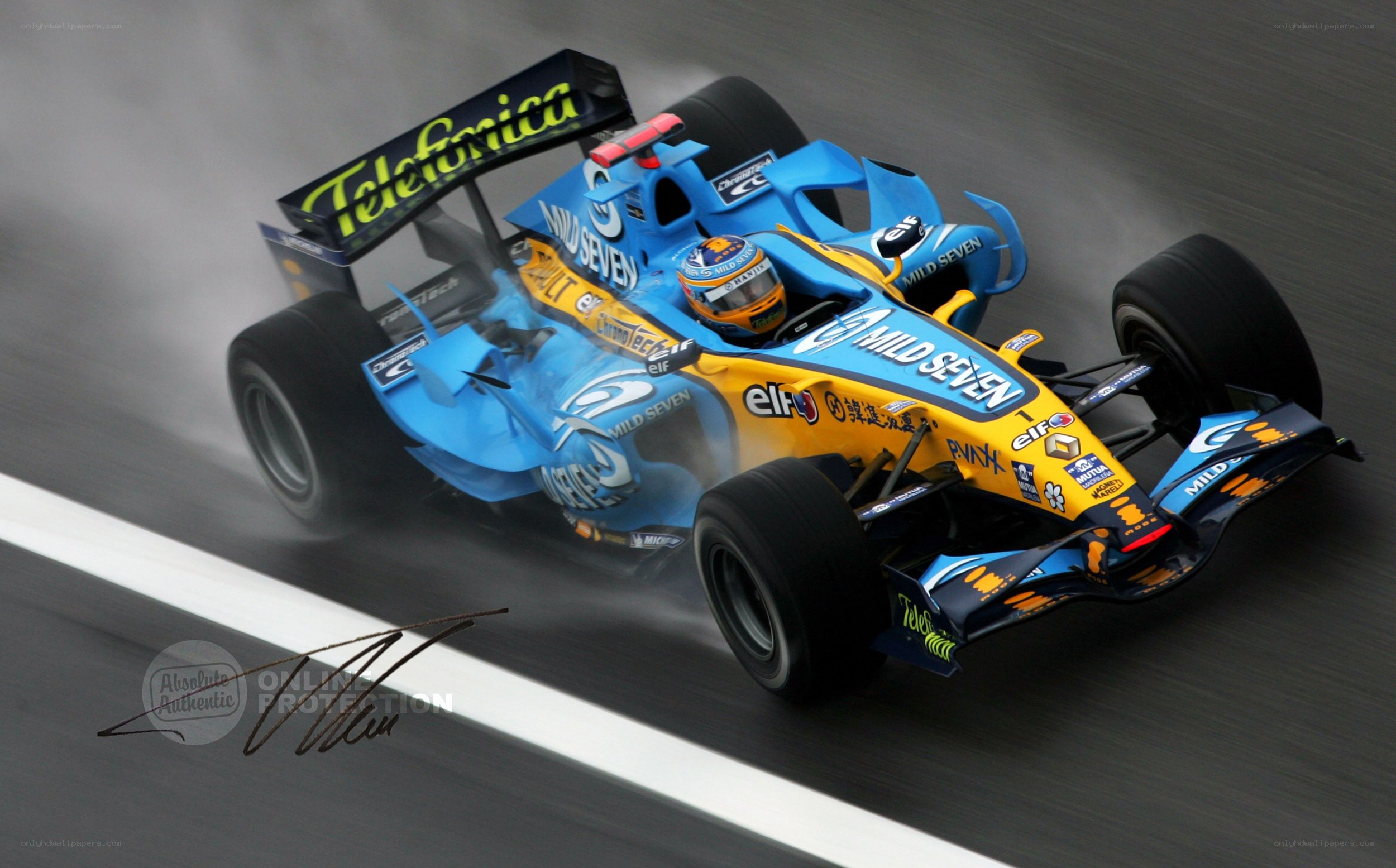 Formula One car on wet track