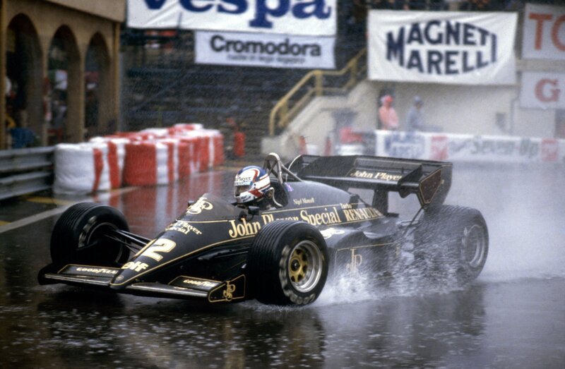 Formula One car on wet track
