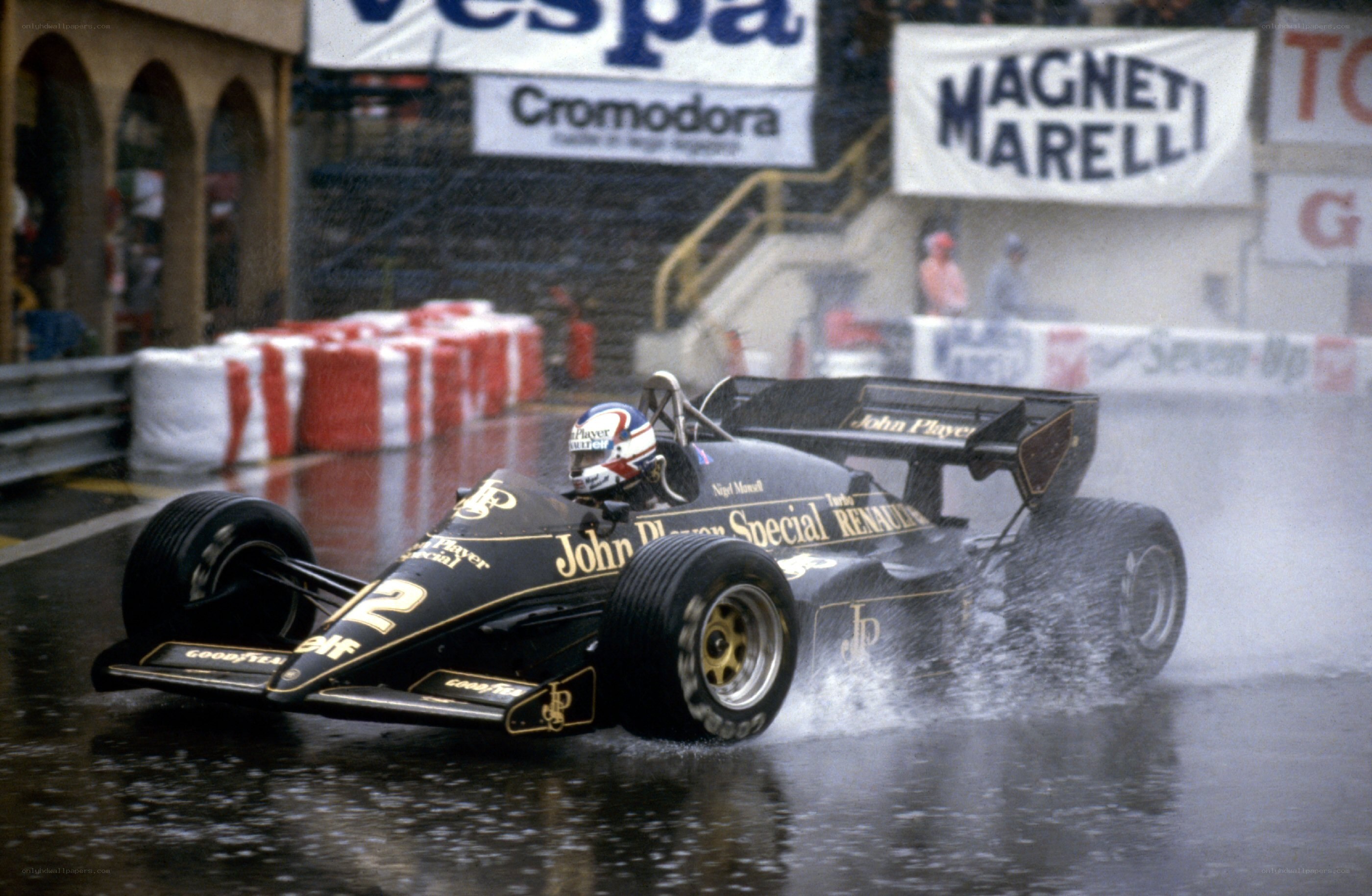 Formula One car on wet track