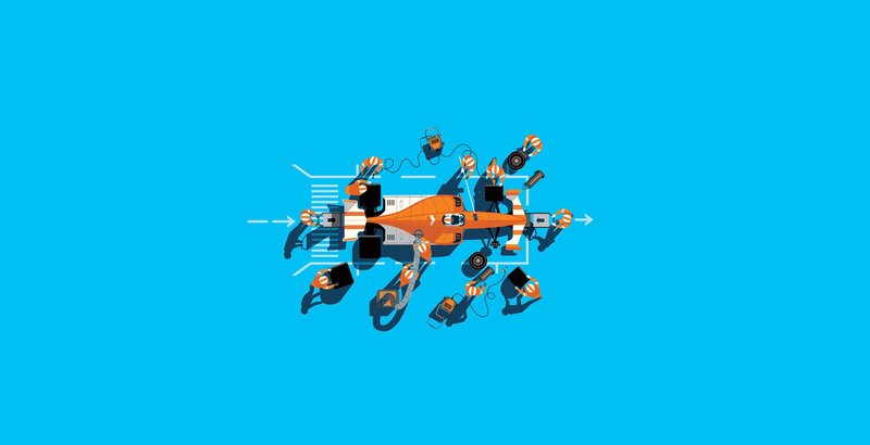Formula One Car Pit Stop — Blue