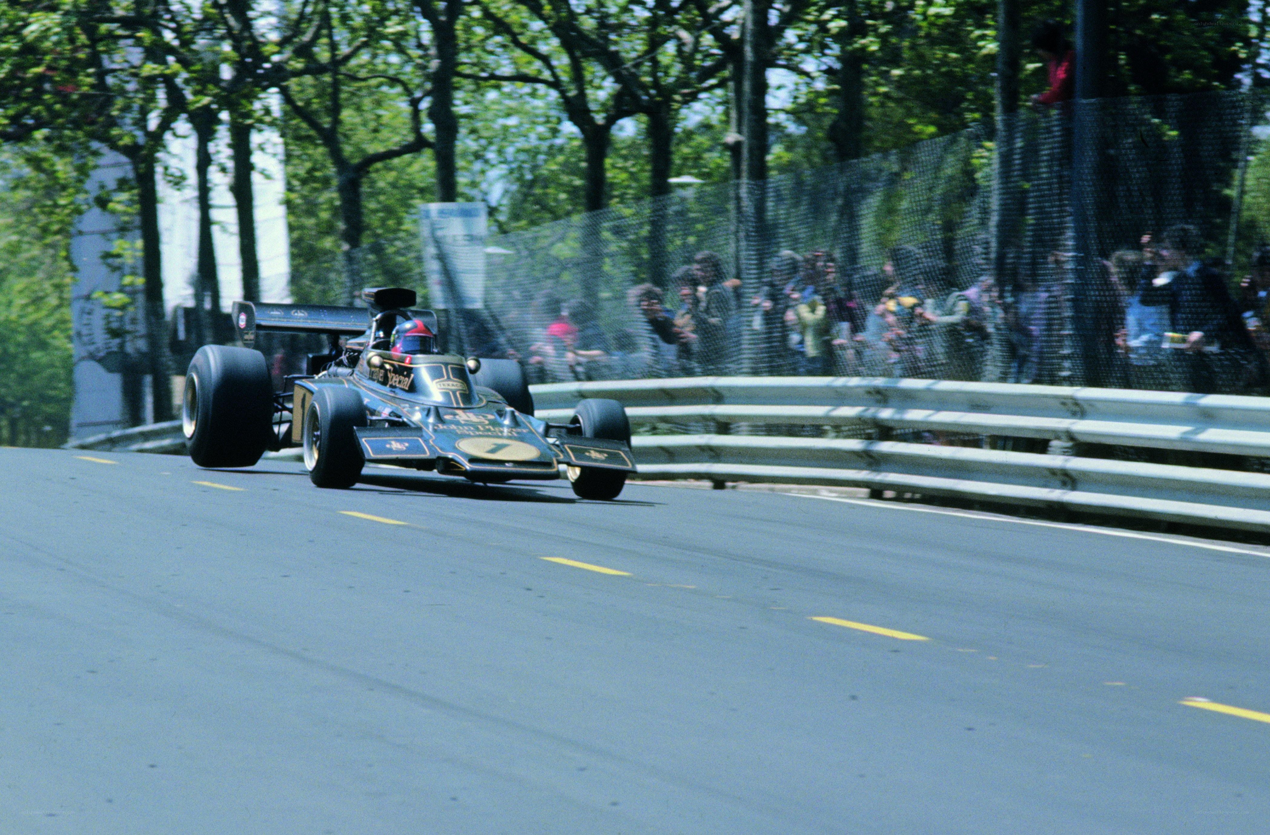 Formula One car racing on a track