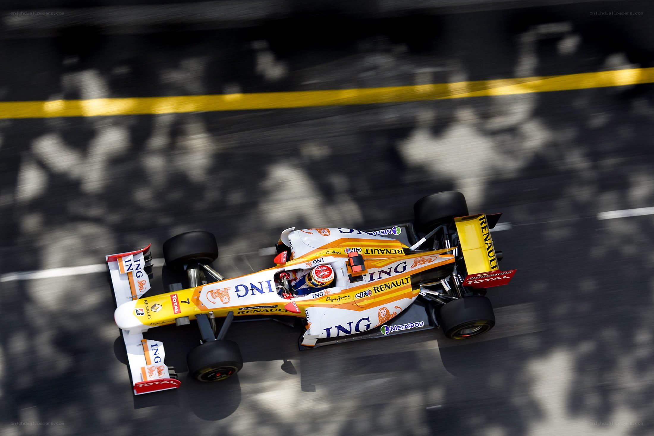 Formula One car racing on track