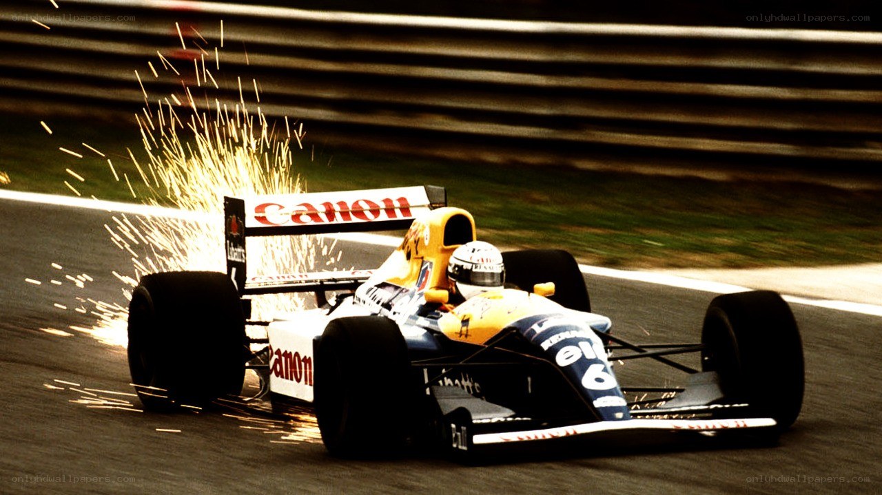 Formula One car with sparks