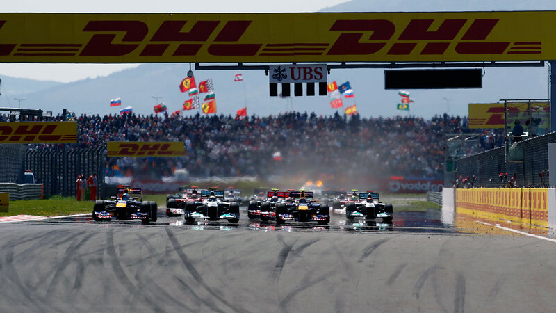 Formula One Cars at Start — Yellow