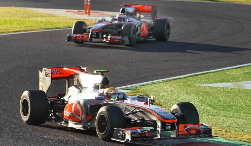 Formula One Cars on Track — Black, Dynamic, Afternoon