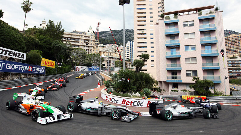 Formula One Cars on Track — Gray, Dynamic, Afternoon