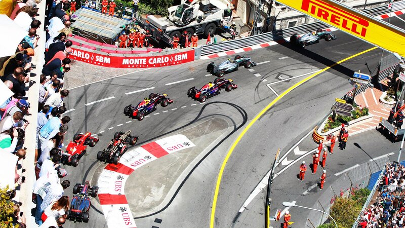 Formula One Cars on Track — Red, Dynamic, Afternoon