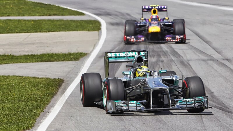Formula One Cars on Track — Silver, Dynamic