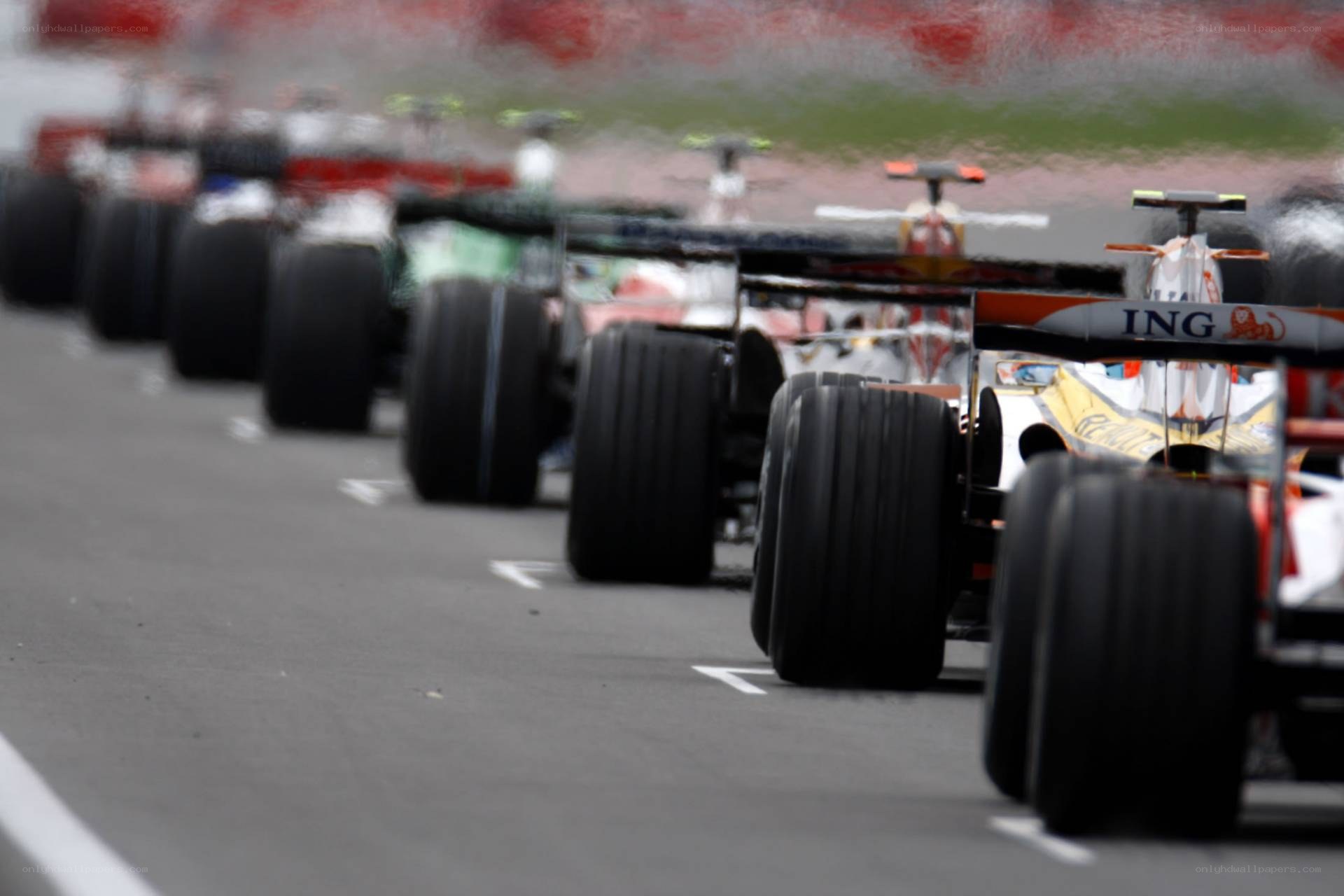Formula One cars on track
