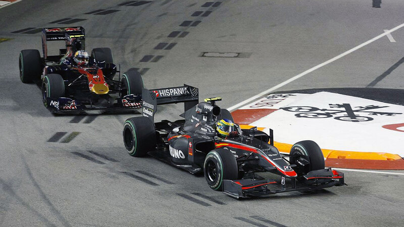 Formula One Cars Racing — Black, Competitive, Night