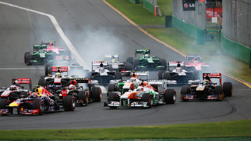 Formula One Cars Racing — Black, Dramatic