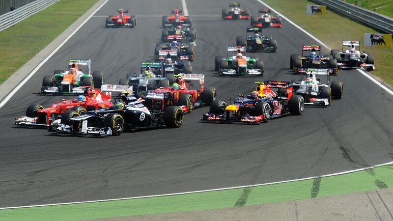 Formula One Cars Racing — Black, Dynamic, Afternoon, Photograph, Race Track, Drivers, Grass