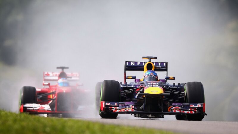 Formula One Cars Racing — Black, Dynamic, Afternoon, Photograph, Racing Car