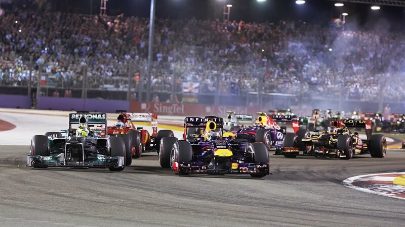 Formula One Cars Racing — Black, Intense, Night