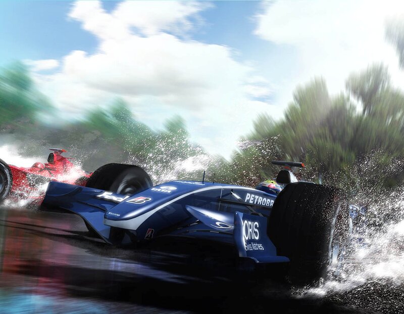 Formula One Cars Racing — Blue, Dynamic