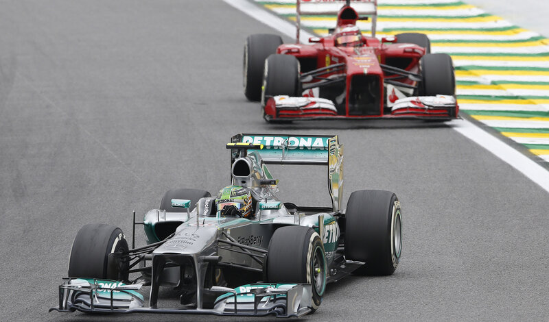 Formula One Cars Racing — Gray, Competitive, Photograph, Race Track, Driver