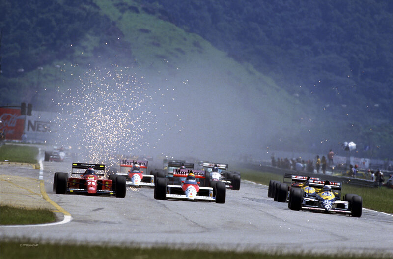 Formula One Cars Racing — Gray, Dramatic
