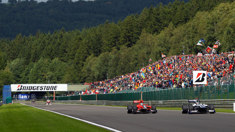 Formula One Cars Racing — Green, Dynamic, Afternoon