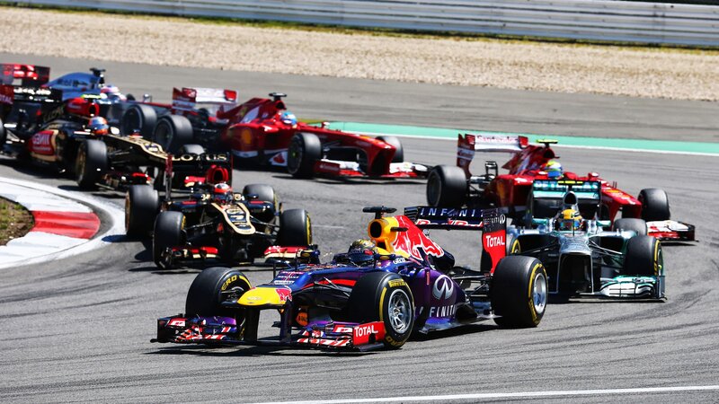 Formula One Cars Racing — Purple, Competitive
