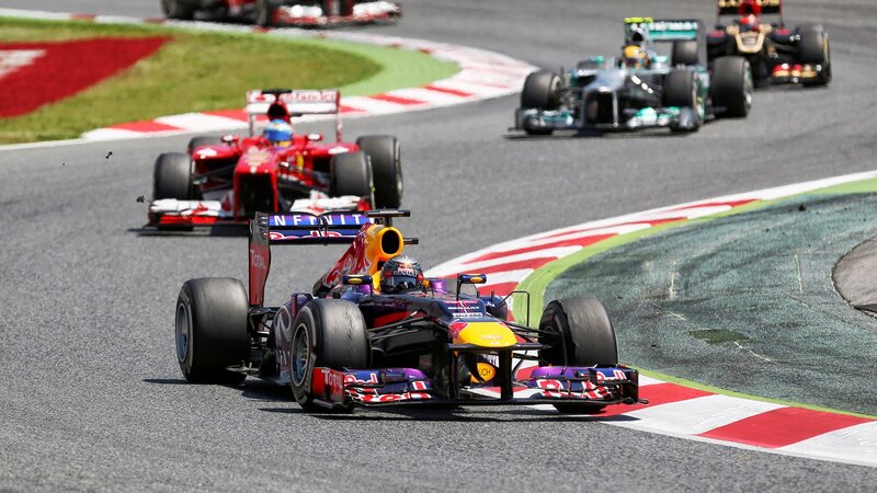Formula One Cars Racing — Red, Dynamic, Afternoon, Photograph, Race Track, Driver