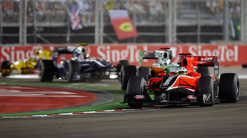 Formula One Cars Racing — Red, Dynamic, Night