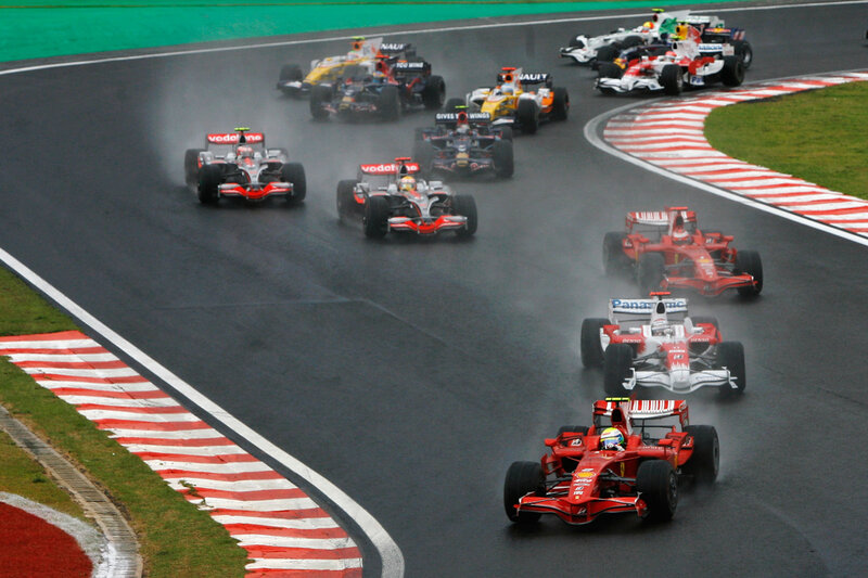 Formula One Cars Racing — Red, Dynamic, Photograph