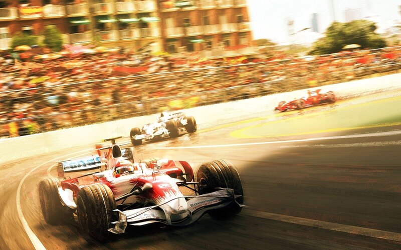 Formula One Cars Racing — Red, Dynamic