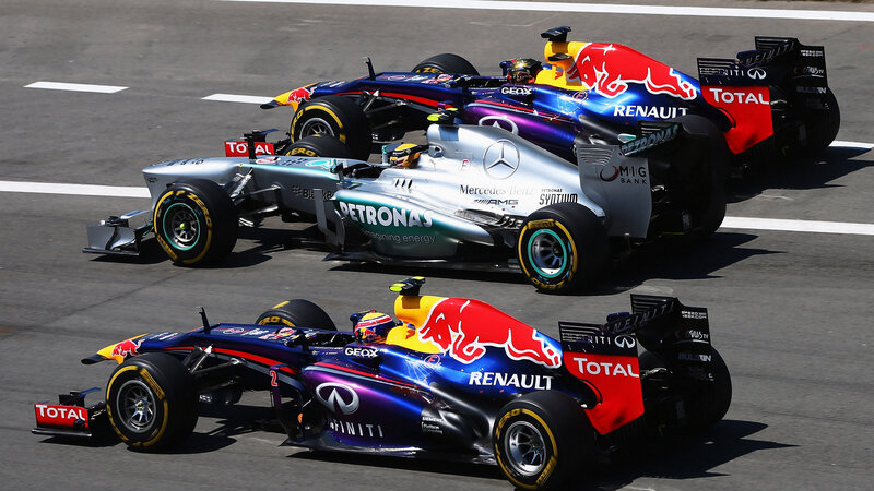 Formula One Cars Racing — Silver, Competitive