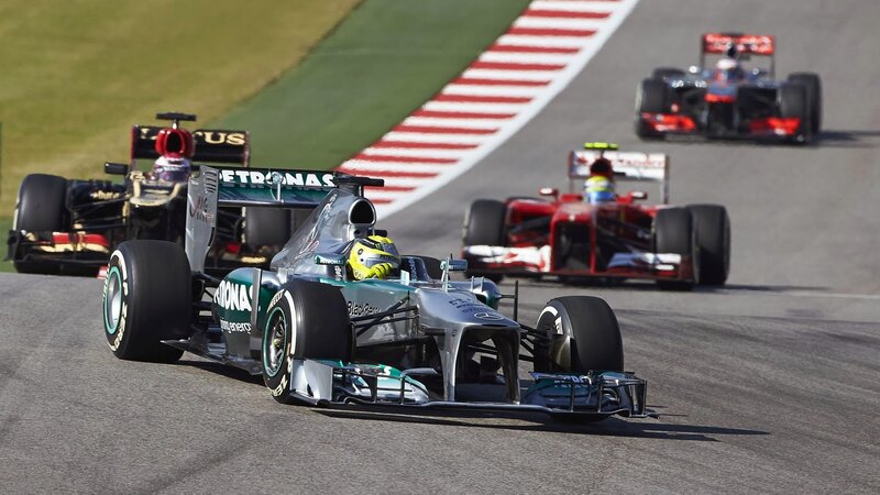 Formula One Cars Racing — Silver, Dynamic, Afternoon