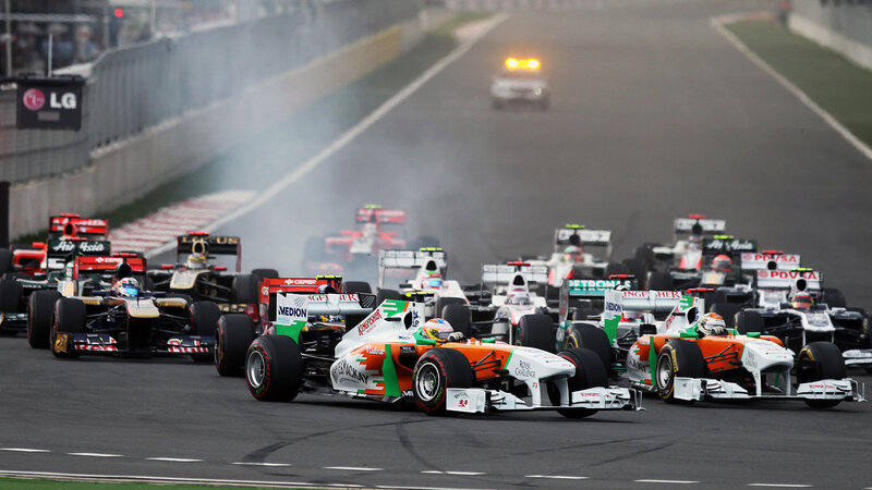 Formula One Cars Racing — White, Dramatic